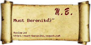 Must Bereniké névjegykártya